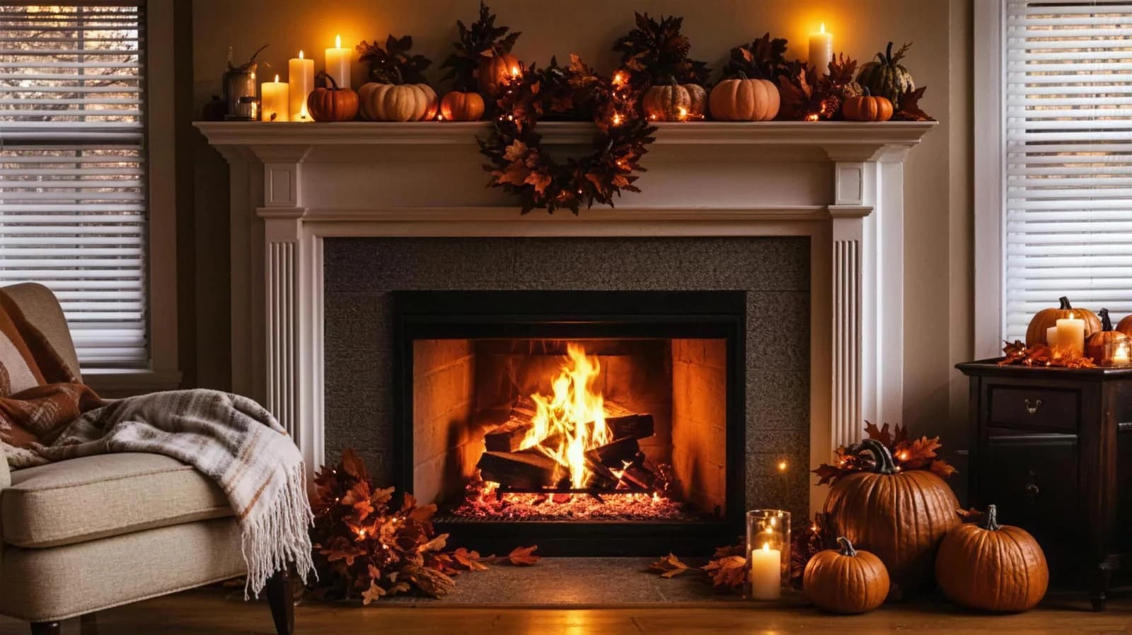 Real Fyre gas logs burning in a finished fireplace